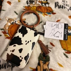 Cow Print Wristlet NWT